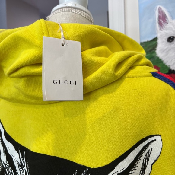 Gucci Mystic Cat Yellow Cat Hoodie Poncho with Graphic - Picture 5 of 10